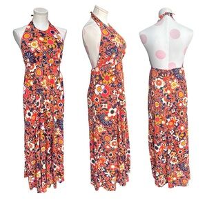 Vintage 1970's Speedo Hawaiian Dress Floral Retro Beach Maxi Dress